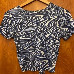 Blue and white open back PacSun crop top